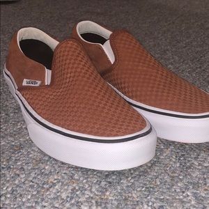 Vans Slip on camel colored suede sneakers